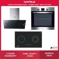 Hafele 90cm Designer Hood + Hybrid Hob (Induction + Radiant) + Built In Oven (538.61.853)