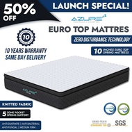 Azure™ Cooling Gel | Pocketed Spring Mattress |10 Inch Quality Euro Top | Single Super Single Queen