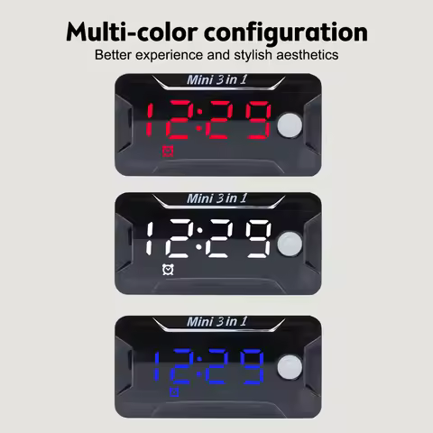 Mini 3 In 1 Motorcycle Car Electronic Clock Watch Waterproof Dust-proof Thermometer LED Digital Disp