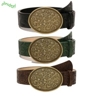 IOLINIDT Western Cowboy Belt, PU Leather Vintage Carved Buckle Embossed Belt, Fashion Retro Y2K Punk