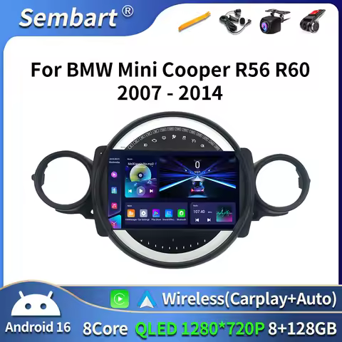 Car Radio Android 16 For BMW Mini Cooper R56 R60 R51 2006 - 2015 GPS Carplay Navigation Stereo Auto 