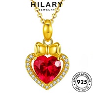 HILARY JEWELRY Sterling Perak Accessories Necklace Women Pendant For Korean 純銀項鏈 Love Leher 925 Original Perempuan Silver Rantai Chain Ruby Simple N1124