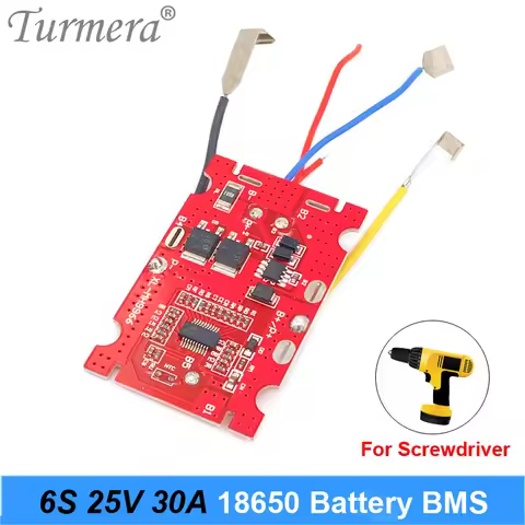 Turmera 6S 25V 30A Li-ion Lithium Battery BMS 18650 battery screwdriver shura Charger Protection Boa