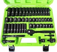 3/8" Drive Socket Set 50-Piece, SAE (5/16" - 3/4") & Metric (8mm - 22mm), Deep & Shallow Impact Sock