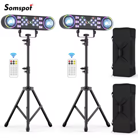 2PCS Bracket Effect Lights 7in1 RGBW LED Light Stand Kit W/Bag Magic Ball Beam Effect Light Remote C