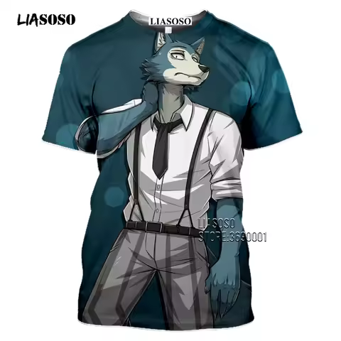 LIASOSO 3D Print Manga BEASTARS Wolf Rabbit Legoshi Haru Louis T-shirt Women Men's Cartoon Casual Fi