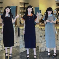 YT130 Dress, O-shaped Embroidered Polo Dress, Mixed Colors, Loose Collar, Long, Honeycomb Baby Eyes