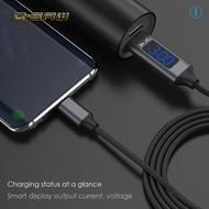 C-SAW LED Current Voltage Display 3A USB Fast Charging Cable Micro USB/Type C/Lightning Quick Charger Wire for Mobile Phone