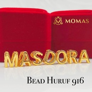 [TERMURAH DI SHOPEE] MOMAS Masdora Bead Huruf Emas 916 Beads Alphabets 3D Masdora Bead Huruf Emas 916 Charms 916