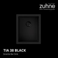 ZUHNE Tia 38cm Granite Composite Small Bar Sink, Black or Grey (Made in Europe)