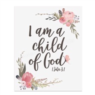 I Am A Child of God- 1 John 3: 1- Bible Verse Wall Art Scripture Wall Art- Ready to Frame. Modern & 