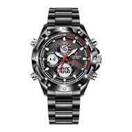 New foxbox men's dual display electronic watch multifunctional electronic timer waterproof steel ban