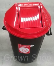 ถังขยะฝาแกว่ง112ลิตร ฝาสีแยกประเภทขยะ มีตราสัญลักษณ์แยกประเภทที่หน้าถัง ถังสีดำ Swing lid bin 112 li