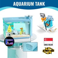 Nepall Mini Desktop Fish Tank, Ecological Glass Fish Tank With Filter System And Led Light | Transpa