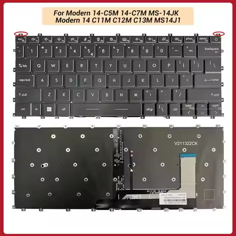Laptop Russian/US Keyboard For Modern 14-C5M 14-C7M MS-14JK Modern 14 C11M C12M C13M MS14J1 Backlit