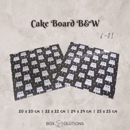 Cake board BW 6-01/alas kue tar motif cat/cat black &amp; white Contents 10pcs