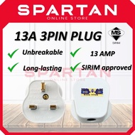 SIRIM 13A Plug Top 13A 3PIN PLUG 3 PIN PLUG 13APLUG PLUGTOP 13A 15A 20A Unbreakable Fused Kepala Plu