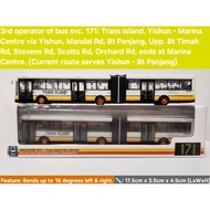 1:110 scale Singapore Bendy bus model (Mercedes O405G MK.1) service 171
