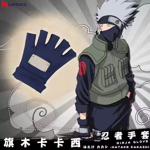 1 Pair Hatake Kakashi Cosplay Gloves Cosplay Accessories Kakashi Half-finger Long Glove Anime Around