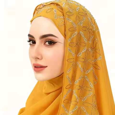 New Chiffon Muslim Instant Turban Solid Color Breathable Islamic Crinkle Shawl Full Cover Plain Hija