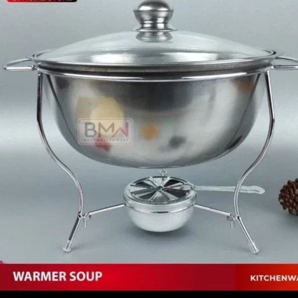 Prasmanan Serving Dish Tutup Kaca Saji Sayur Sup Stainless Warmer Soup Serving Dish Prasmanan Saji S