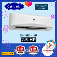Carrier Crystal 2 Inverter Split Type Wall Mounted Air Conditioner Eco Mode Unique Magic Coil Self-Cleaning Advance Nano Filtration System Aircon (42GCVBS024303P/38GCVBS022303P) - 2.5 HP