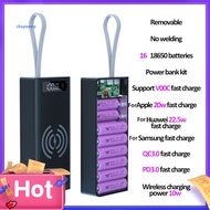 SPVPZ C16-PD-QI Battery Storage Box Welding Free Quick Charge Removable 16 x 18650 Battery Holder Box for Office