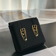 DIOR CD垂墜鍊耳環