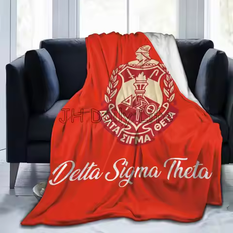 Delta Sigma Theta Sorority regalos manta de lana ultrasuave y acogedora manta ligera portátil de fra