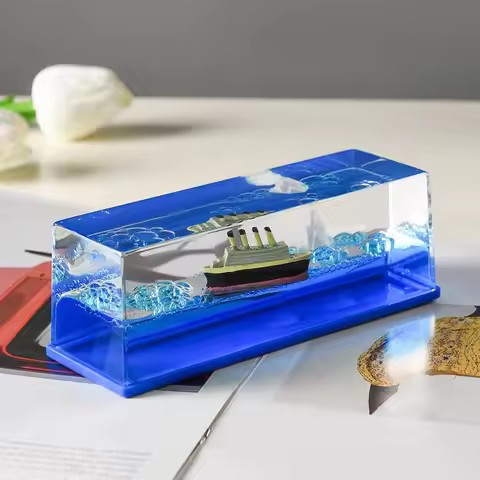 Black Pearl Decoration Cruise Ship Drift Bottle Fluid Hourglass Floating Boat Office Desktop Decorat