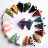 wholesale 20pcs Natural stone Quartz Crystal lapis lazuli amethysts beads pendant Pendulum for diy Jewelry making Necklaces