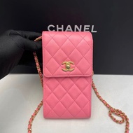 【96新✨ 全網最低價！】Chanel 香奈兒核桃金球手機包  粉色金扣