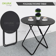 OKURA 60cm/80cm Foldable Round Table / Portable Dining Table / Banquet Table / Camping Table / Meja 