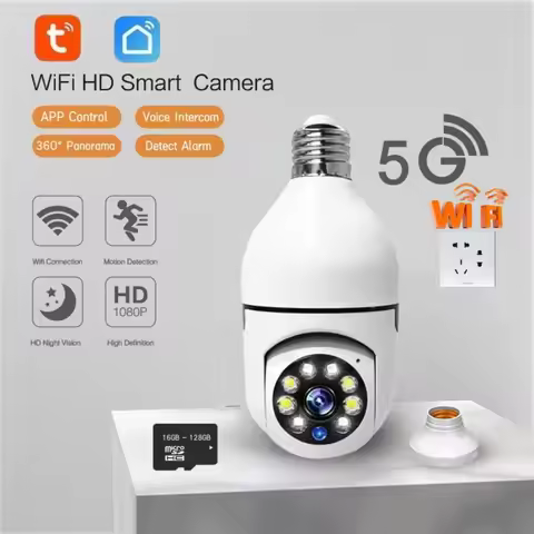 Tuya 5G Wifi E27 Bulb Security Protection 1080P Camera Night Vision Automatic Human Iptv Camera Vigi