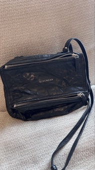 【95成新】Givenchy 紀梵希 Pandora Mini 黑色揉皺羊皮 雙拉鍊潘朵拉包 斜挎包