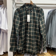 UNIQLO Uniqlo 462385สำหรับทั้งหญิงและชายเสื้อแจ็คเก็ตแขนยาวผ้าฝ้ายเสื้อเชิ้ตลายสก๊อตเสื้อเชิ้ตลำลองแ