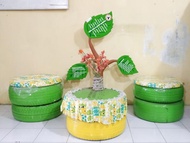 Kursi dan Meja dari Ban Bekas / Kursi set Tamu/ Kursi Taman Daur Ulang