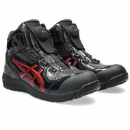 【💥日本直送】Asics ウィンジョブ® CP120 UTSUROI 3E寬度 亮面蛇紋圖案 高筒安全鞋 黑紅色 男女通用 22.5cm-30.0cm