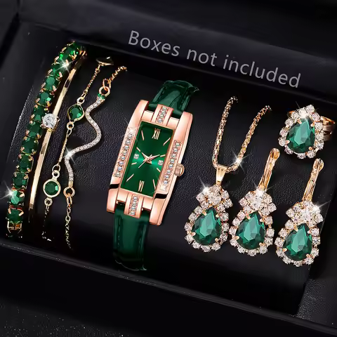 Women's watch light luxury diamond watch Tiktok student small green watch small female watch simple