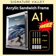 A1/A2 Acrylic Sandwich Wall Mount Photo Frame (1unit) Acrylic Frame