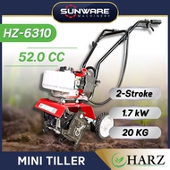 HARZ HZ-6310 Mini Tiller Cultivator 52cc Rotary Mini Tiller 2-Stroke Engine