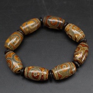 Tibetan Sky Eye Dzi Beads Longan First Line Dzi Beads Yellow Three Eyes Agate Chalcedony Bracelets F