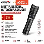 WARSUN Z26 Rechargeable EDC Flashlight 2000 Lumens LED Compact Torch Lampu Suluh LED Kompak WARSUN Z