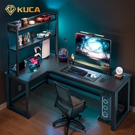 KUCA โต๊ะคอม วัสดุคาร์บอนไฟเบอร์ โต๊ะเล่นเกม โต๊ะทำงานที่บ้าน ชั้นวางหนังสือ โต๊ะรูปตัวแอล โต๊ะเกม โต๊ะอเนกประสงค์