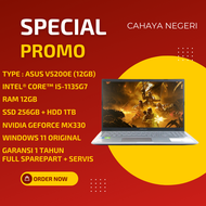 PROMO LAPTOP ASUS V5200E Intel CORE i5 Gen 11 RAM 12GB SSD 256GB+HARDISK 1000GB VGA NVIDIA GEFORCE MX350 LAYAR FULL HD WINDOWS 11 ORIGINAL FREE TAS