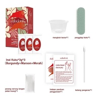 Saludent inai kuku tahan lama Nail Dye Powder(Burgundy + Maroon + Merah)(3 packs/box)