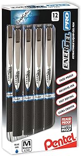 Pentel® EnerGel Pro Rollerball Pens, Medium Point, 0.7 mm, Blue Barrel, Blue Ink, Pack of 12