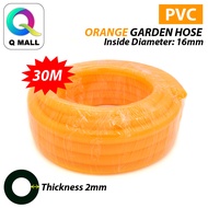 Q MALL 30M Water Hose Garden Hose Lawn PVC Pipe Thick Orange PVC Hose 2MM Thickness 16mm Diameter