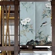 New Chinese Style Birds And Flower Door Curtain Kitchen Half Curtain Noren Japanese Curtain Feng Shui Door Curtain