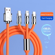 Gloryfit EX123 3in1 2in1 สายชาร์จเร็ว 6A 120W  USB Micro USB Type-C USB to lightning สายชาร์จ วัสดุ-สังกะสีอัลลอยด์ + ซิลิโคน Super Charging Cable